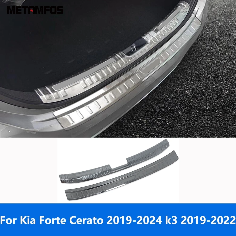 Rear Trunk Bumper Foot Plate Tailgate Door Sill Scuff Guard Plate For Kia Forte Cerato 2019-2024 k3 2019-2022 Steel Accessories