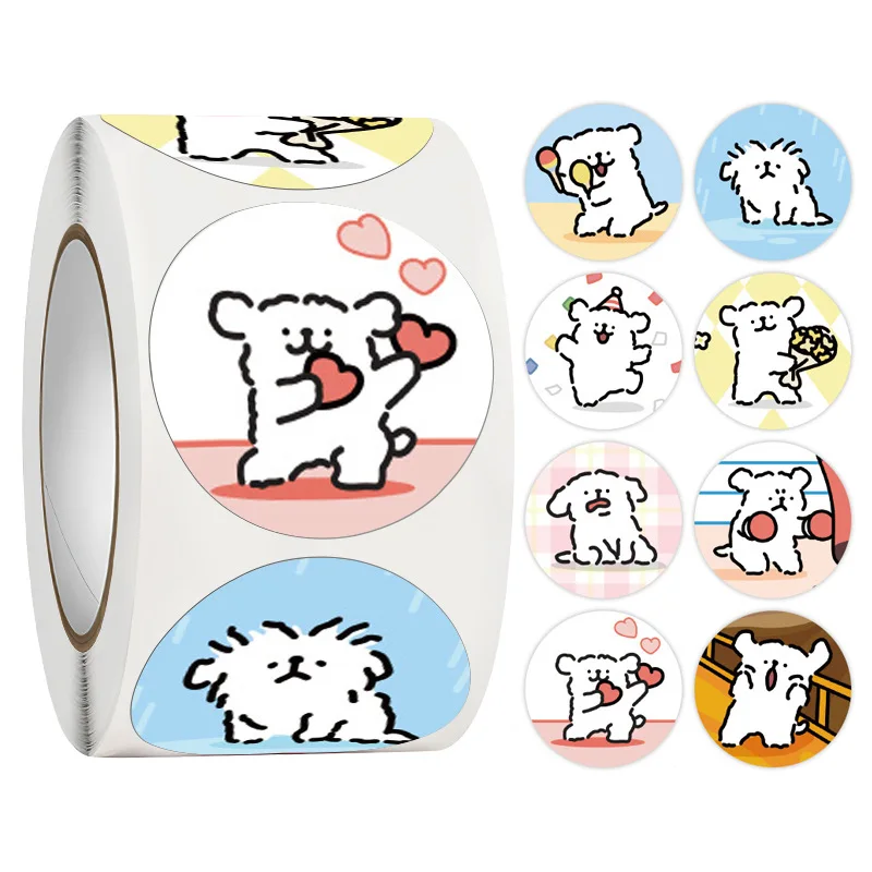 500 Pcs/roll Teacher Reward Sticker Fun Motivation Cartoon Dog Sticker School kid toy Student Stationery Sealing Label Stickers