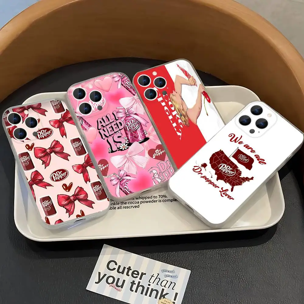 

Cherry D-Dr-P-Pepper Drink Phone Case For iPhone 17,16,15,14,13,12,11 Pro,Max,Plus,X,XS,XR,SE4,E Mini Transparent Soft Cover