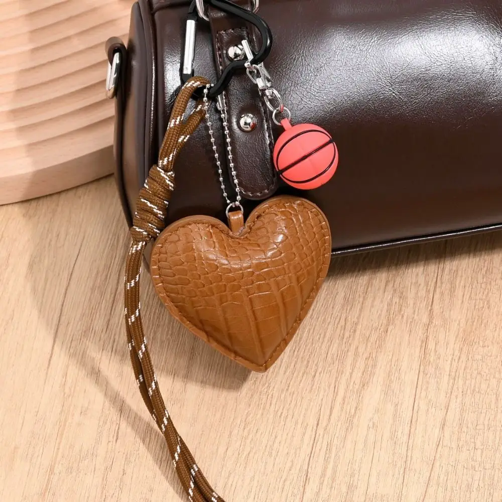 

PU Leather Heart Keychain Woven Rope Tennis Braided Rope Car Keyrings Volleyball Anti-Lost Love Football Bag Charm Kids Gifts