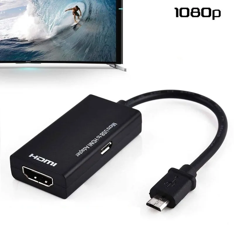 For Type C & Micro USB To HDMI-compatible 1080P HD Audio Video Cable for HDTV Converter Adapters Android Phone Tablet view 2