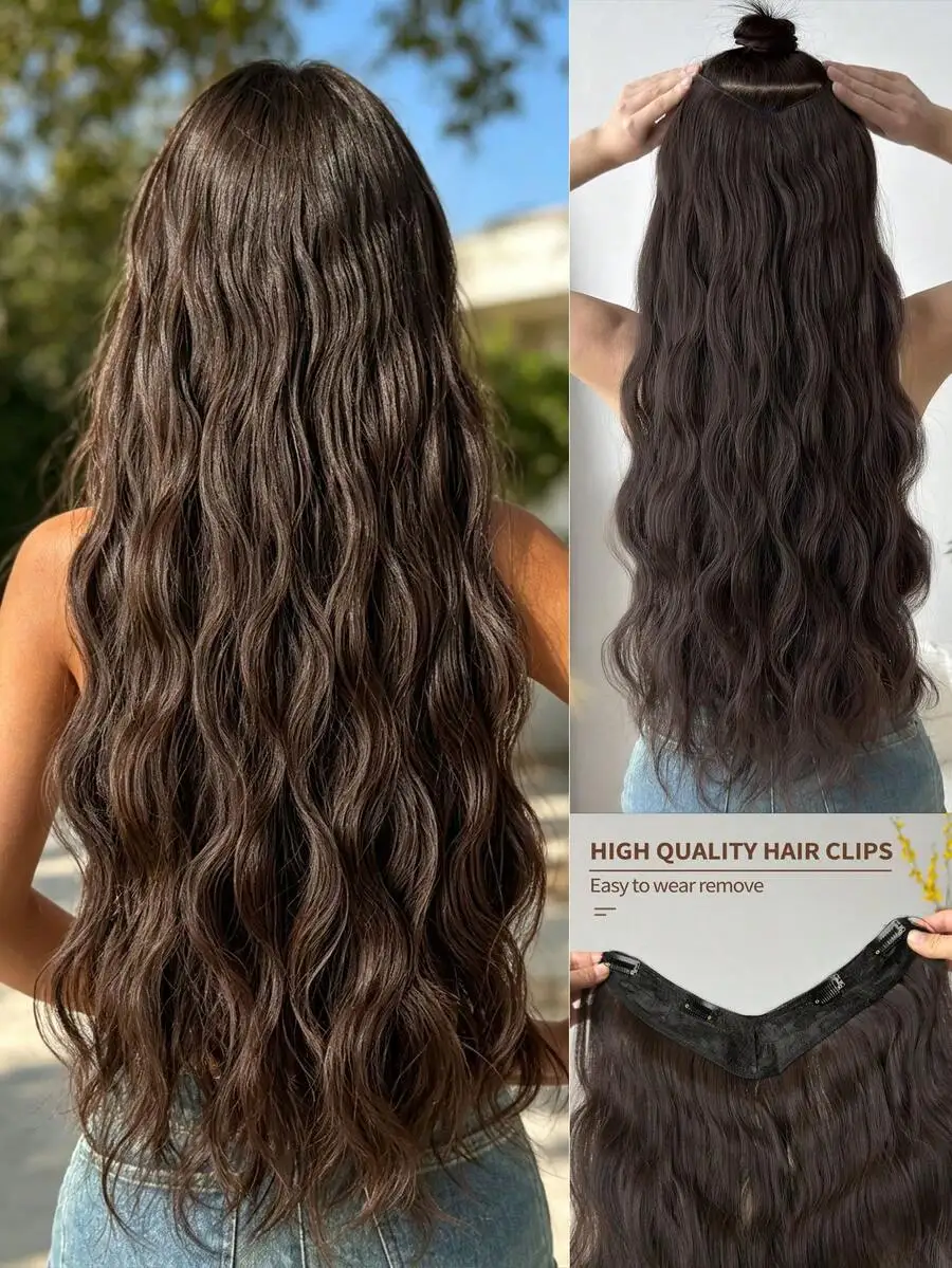 

22 Inch Multi-Color Straight Heat Resistant Synthetic Fiber V-Shaped Hair Clip, Suitable For Women For Christmas, Halloween, Music Festivals, Parties And Daily Use