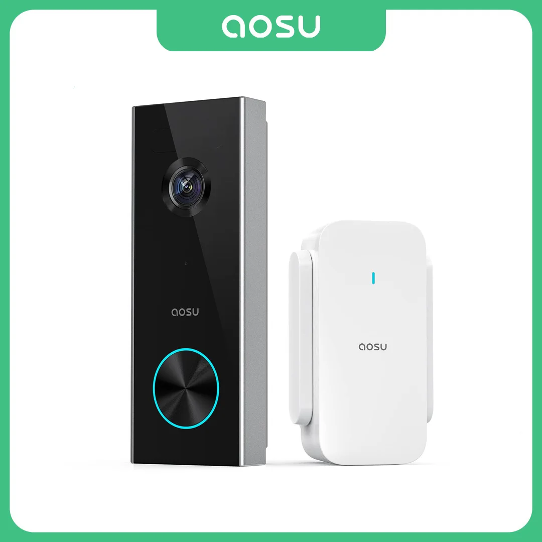 AOSU 3MP WiFi Doorbell Built-in Battery Wireless Video Intercom AI Human Detection 2-way Audio Smart Door Bell Support Alexa