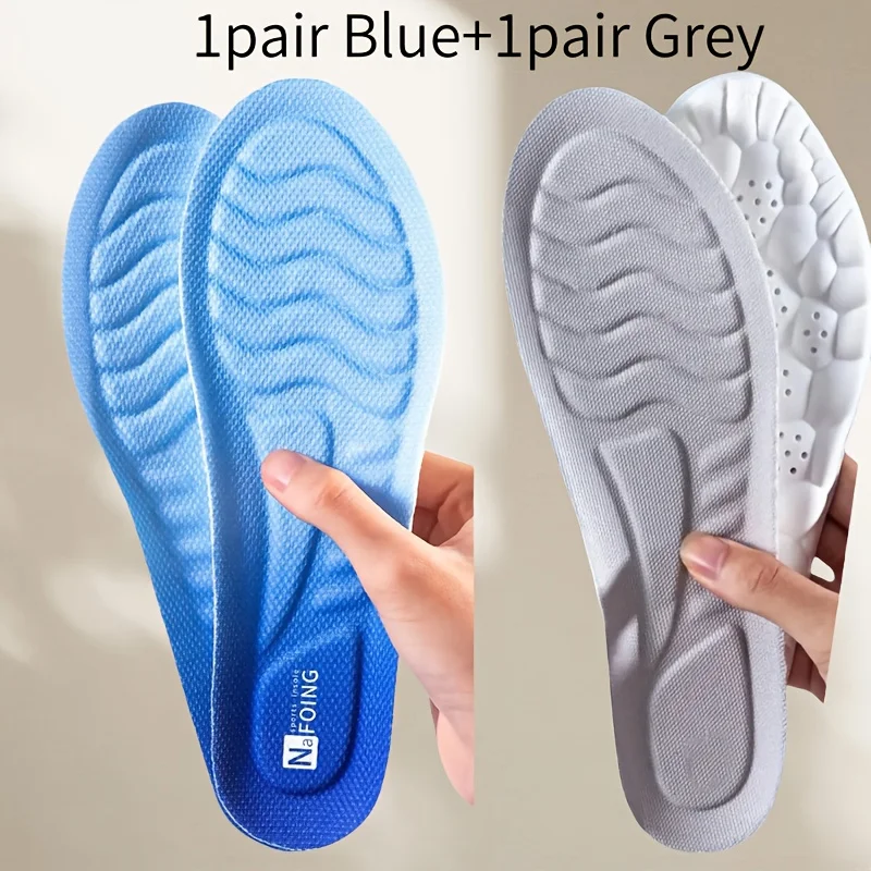 2 pairs Latex Sport Insoles Soft High Elasticity Shoe Pads Orthotic Breathable Shock Absorption Cushion Arch Support Insole