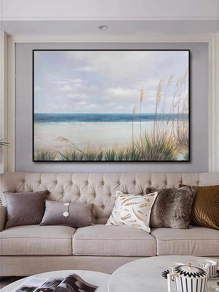 

Handmade Painting Modern Simple and Light Luxury Seascape Decorative of Summer Living Room Wall