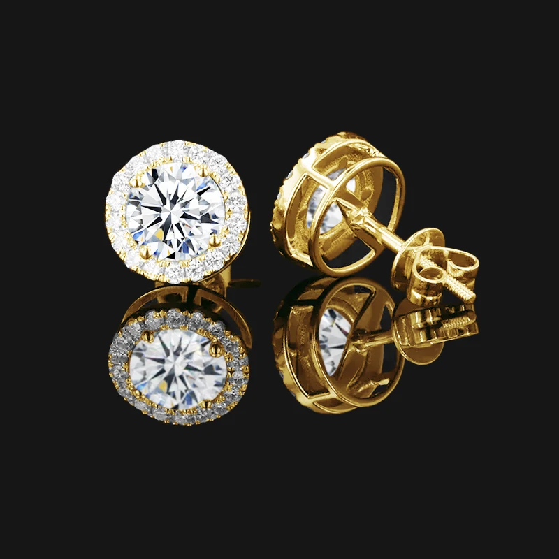 Sterling Silver 925 GRA 1.2CT Moissanite Stud Earrings Pass Diamond Tester For Woman Men 14K Gold Filled Earring Daily Wearable