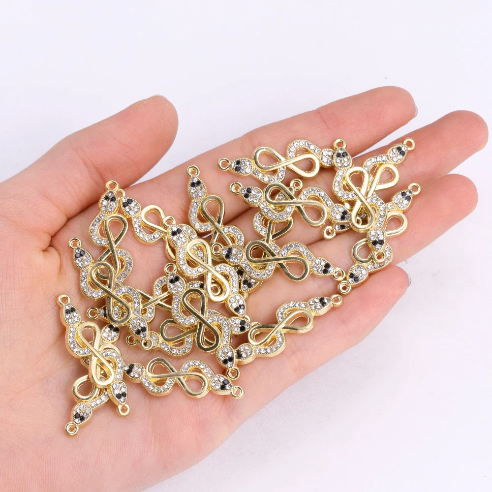 10Pcs Gold Colour Alloy Snake Connector For Necklace Bracelet Pendant Jewelry Making Supplies DIY Fashion Accessories Craft Mate