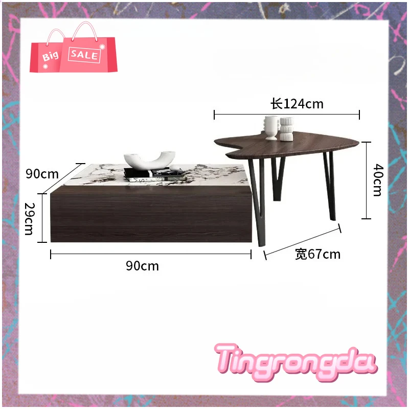 Y Nordic medieval household simple small apartment square rock slab tea table