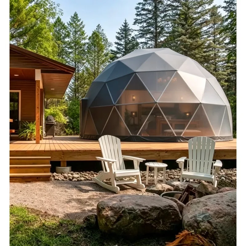 Inflatable Glamping Tent Luxury Hotel Bubble Rooms Starry Sky Room Dome House for Camping Bubble Tent With Bathroom and Tunnel