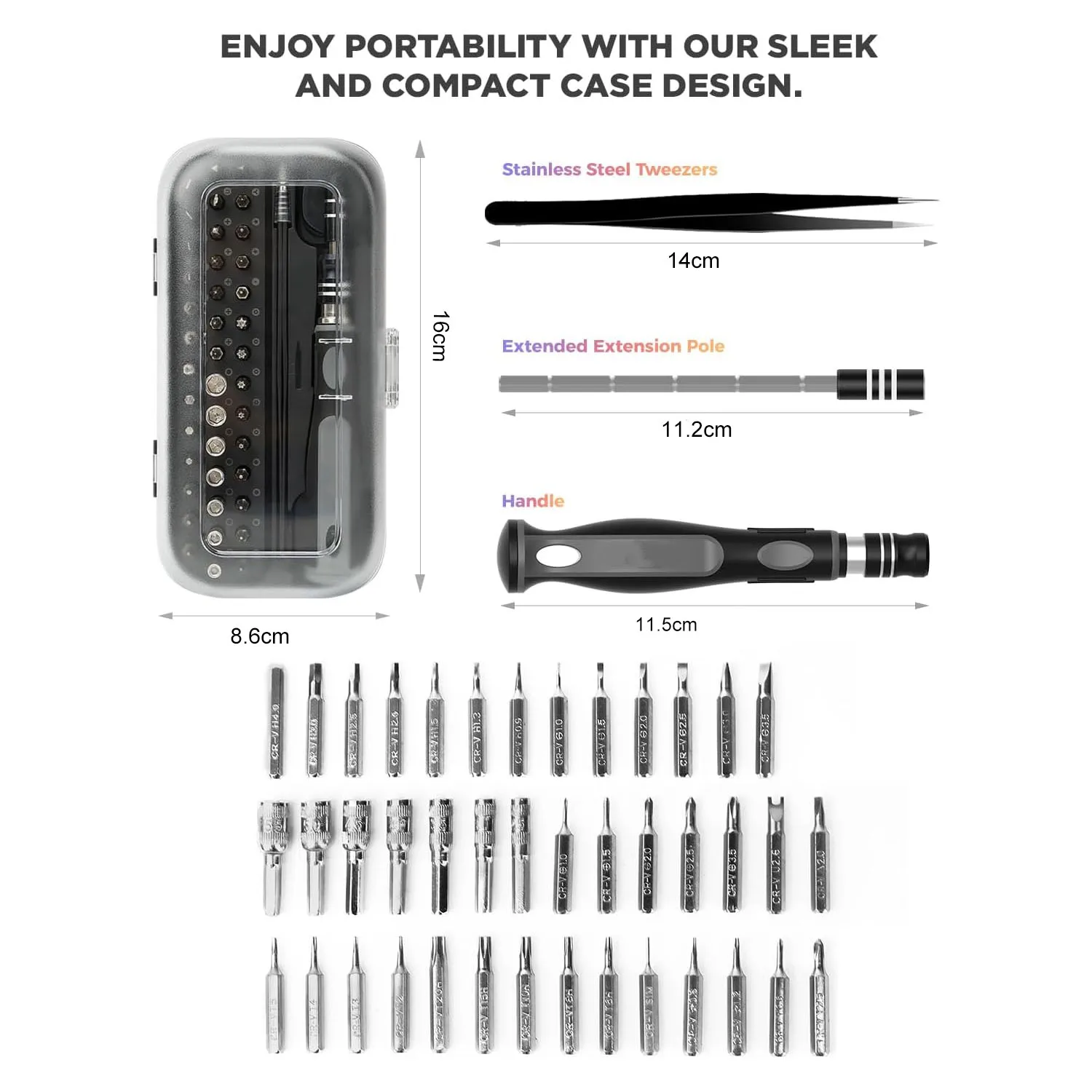 48-in-1 Precision Screwdriver Set, Professional Repair Tool Kit with Magnetic Tips, Universal Extension Rod, for Phone, Computer