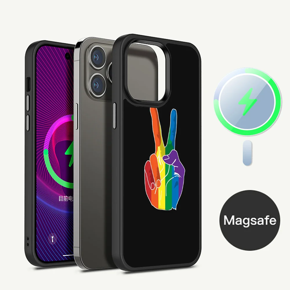 

Gay Lesbian LGBT Rainbow Pride Phone Case Magnetic Case For iPhone 14 13 12 11 15 Pro Max Plus Mini For Magsafe Wireless Charge