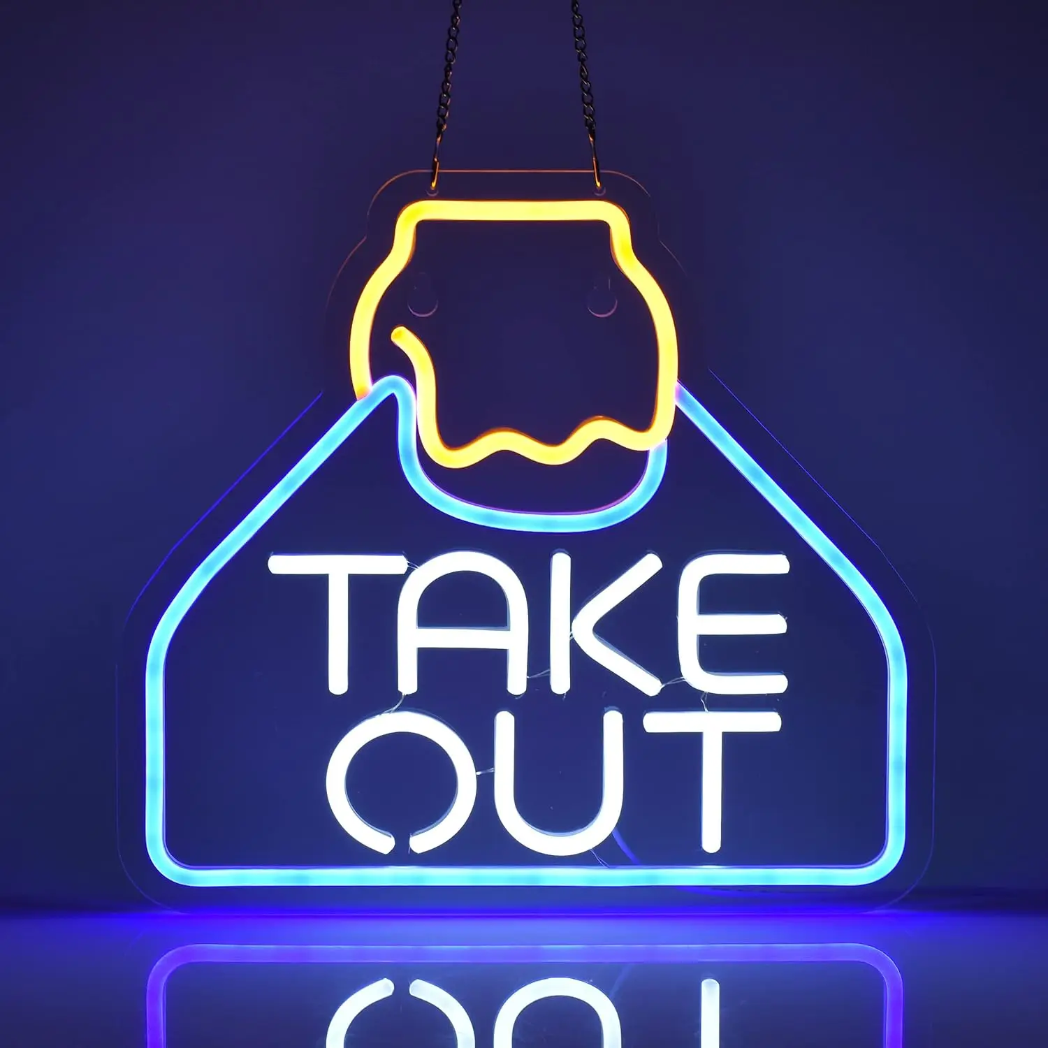 Take Out Neon Signs LED Takeaway Neon Shop Signs Restaurant Bar Coffee Shop Signs Remind Takeaway Workers and Customers