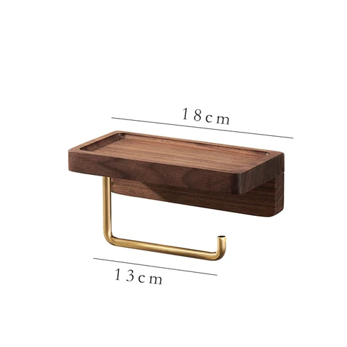 Toilet Roll Holder Brass Wood Tissue Shelf Box Paper Holders Wall-mounted Towel Rack
