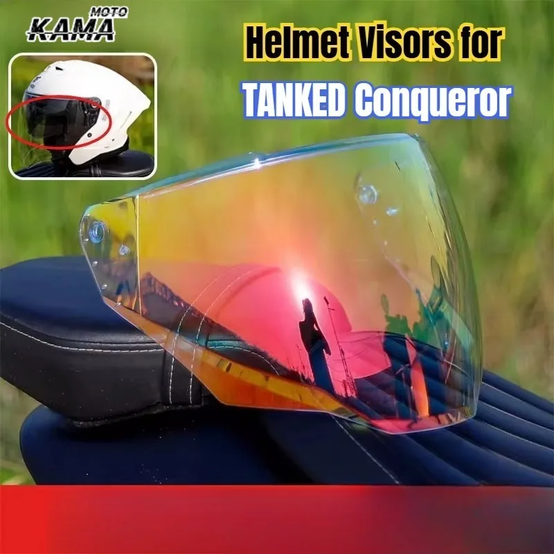 Helmet Visors for TANKED Conqueror half helmet lens Specific Lens Silver Plated Red Black Tea Helmet Replacement Parts