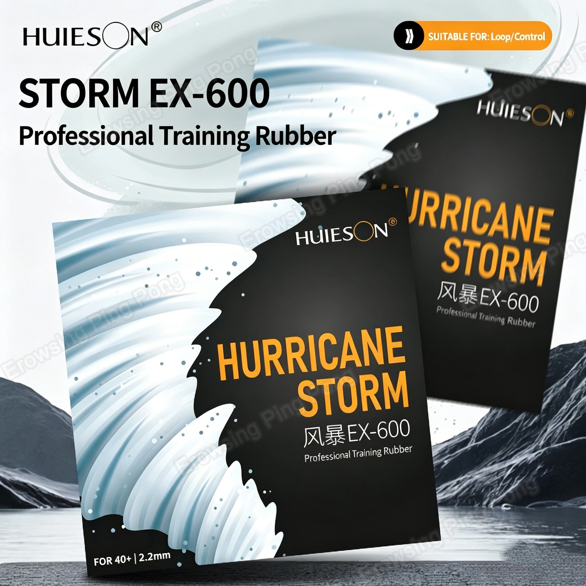 HUIESON HURRICANE STORM Table Tennis Rubber Sheet Pips-in EX600 Training Ping Pong Rubber Sticky Loop & Control Racket Rubber