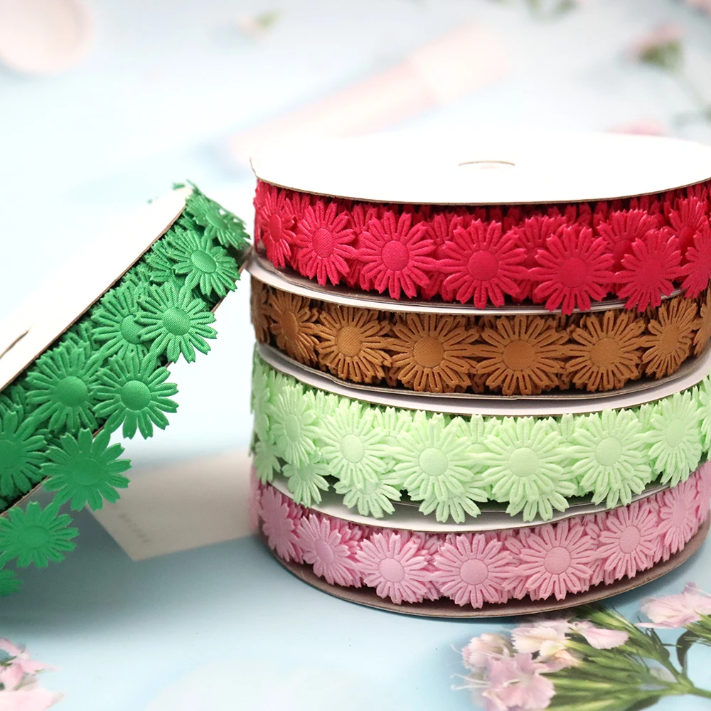 20Yards Daisy Ribbon Flower Floret Lace For Garment Sewing Fabric Edge Trimmings Wedding Birthday Home Decor DIY Craft Materials