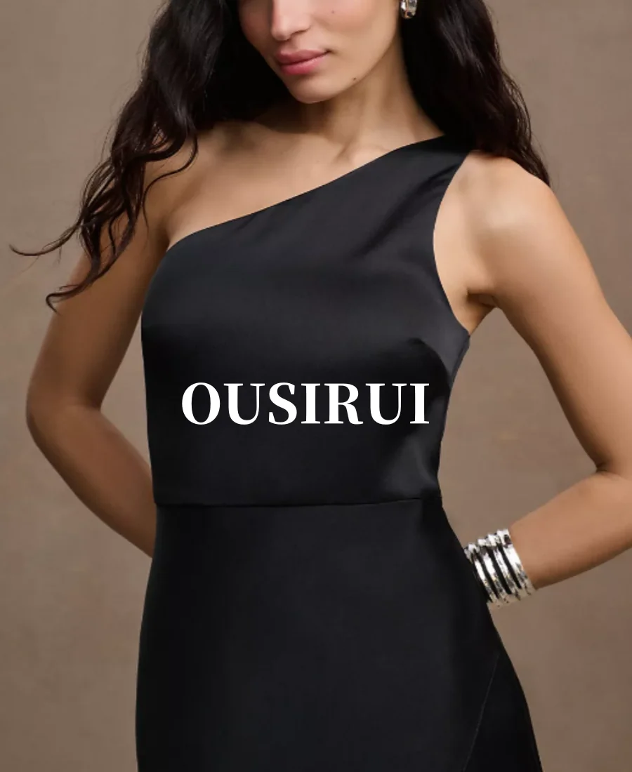 OUSRIUI 2024 Black Dress One-Shoulder Evening Gown Woman Backless Slit Skirt Zipper Tight Fashion Luxury Intellectual Prom Bride