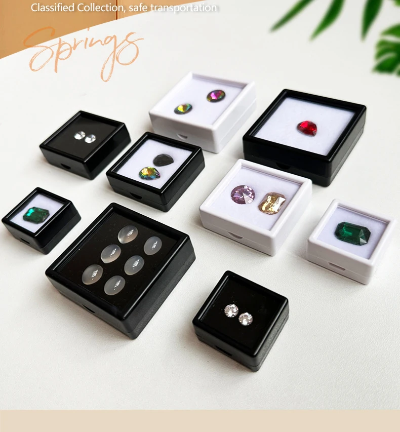 Lot of 70 Transparent Gem Display Box Top Glass Pendant Bead Charms Storage Jar Collection for Gemstone Diamond Holder Container