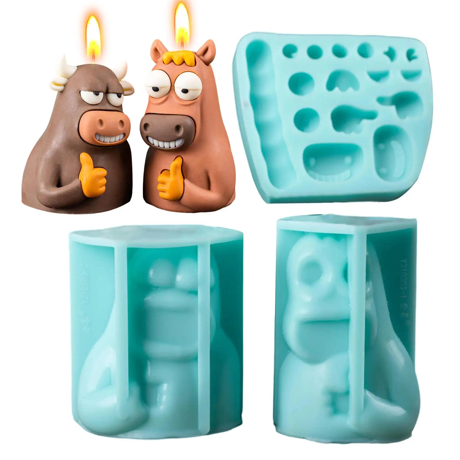 Cow Horse Shaped Silicone Mold Nonstick Food Grade DIY Heat-Resistant Molds Funny Fondant Molds Making Soap Home Decor