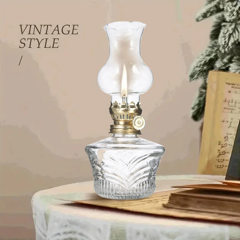 Large Oil Lamp Vintage Glass Kerosene Lamp Antique Oil Lamps Family Decorative Lights High Capacity Quality Portable Adornment