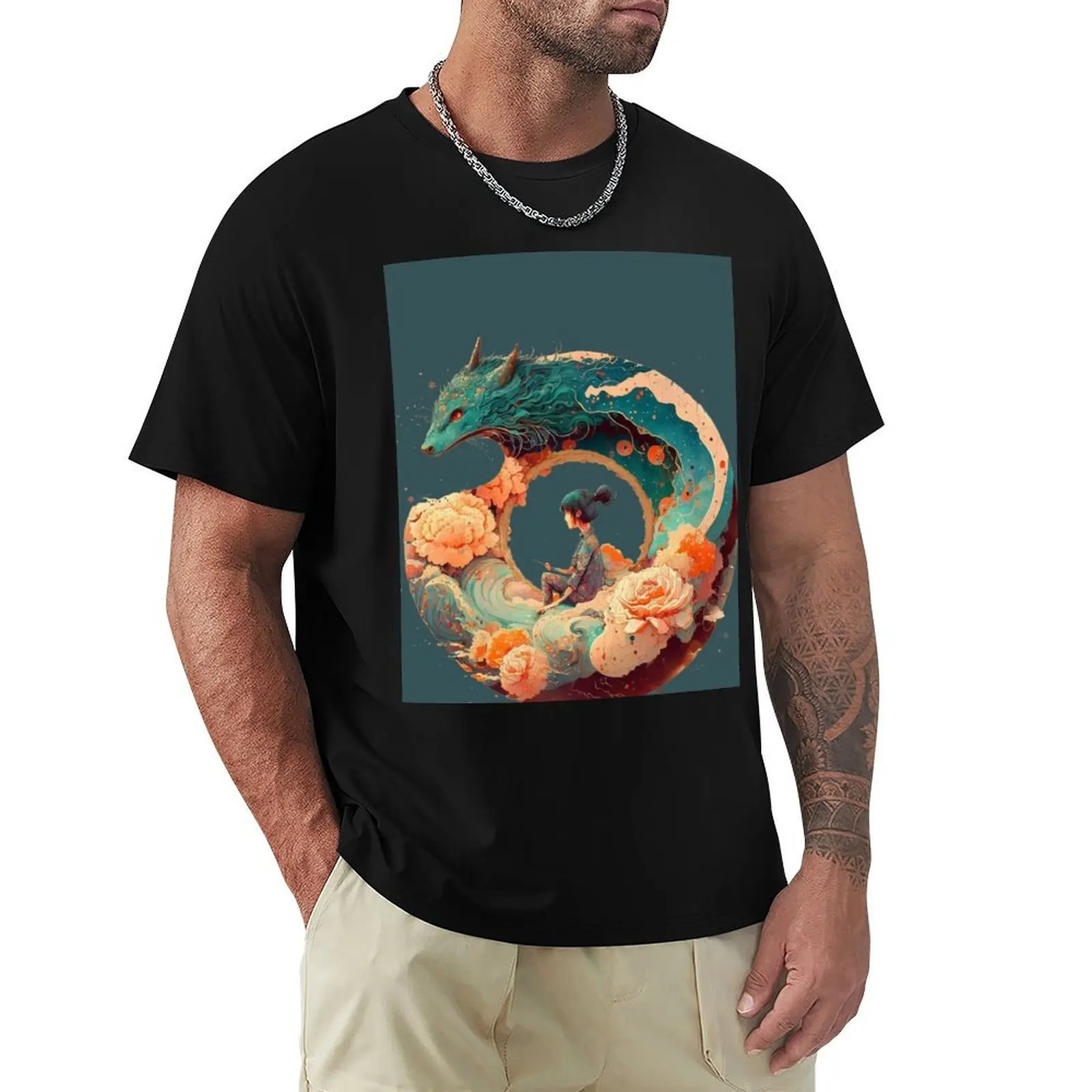 

Girl Paint A Fantasy Creature T-Shirt oversized graphic tee funny costumes baggy shirts essential t shirt mens t shirt graphic