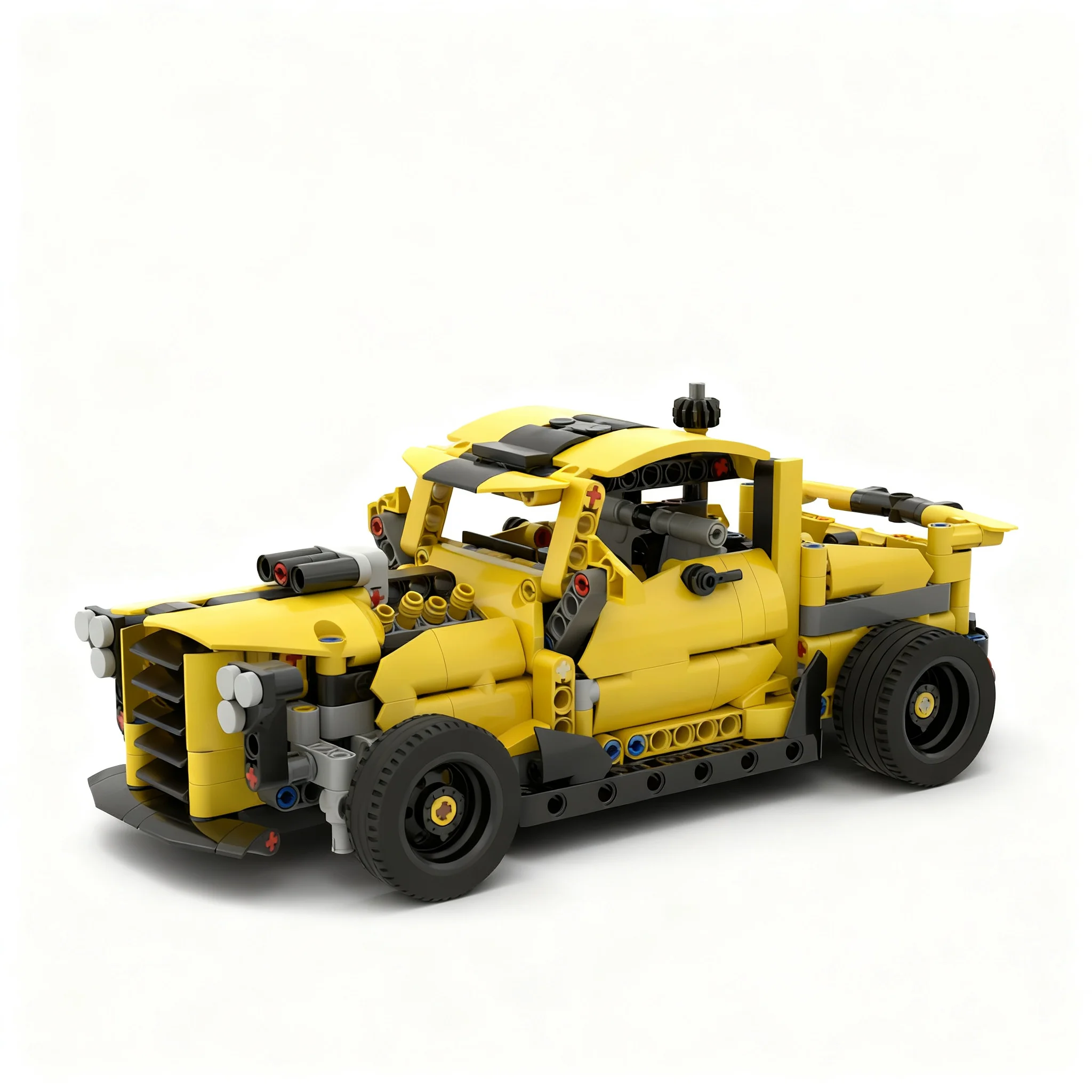 688pcs MOC Hot Rod Pickup Technical Model Building Blocks Christmas Gift Architecture Toy Collection Creative Assemble Art Craft