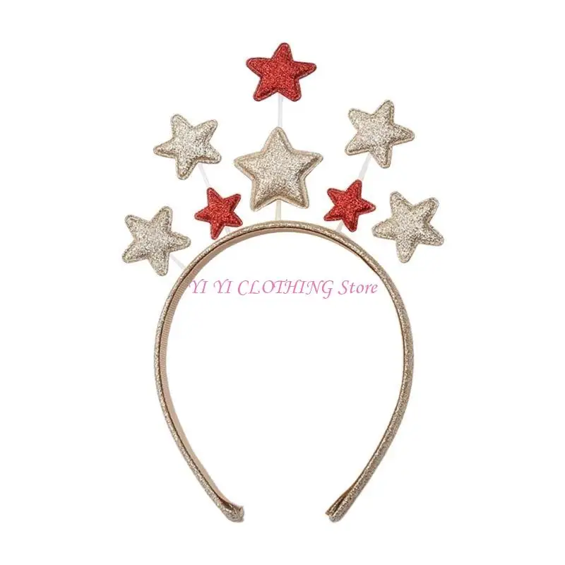 N5KF スパンコール 五芒星形ヘッドバンド 素敵なヘアフープ クリスマス パフォーマンス かぶと フェスティバル プレゼント 家族 子供用
