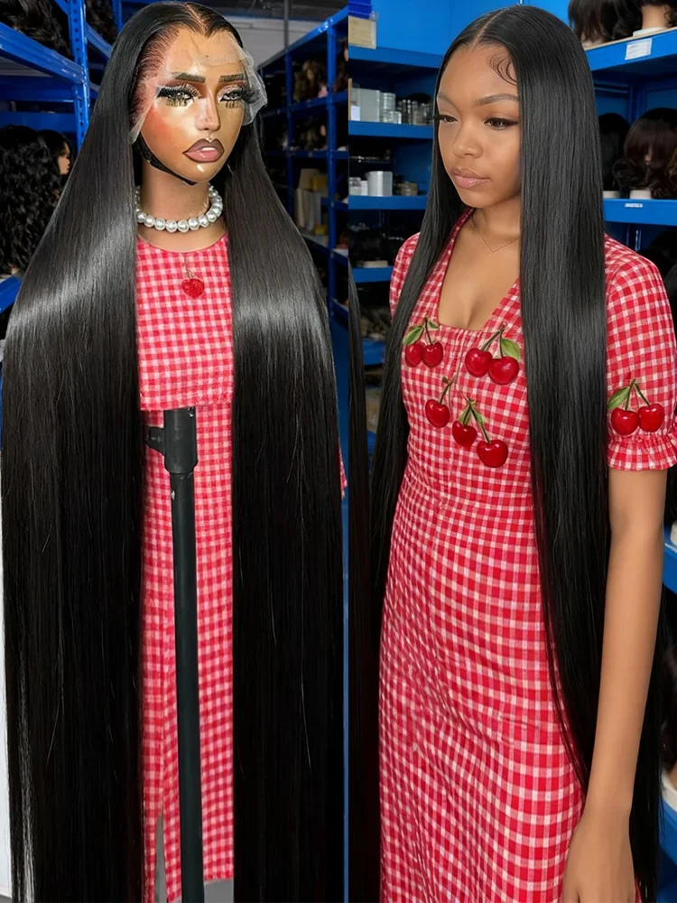 40 42 Inch Glueless Wigs Straight Human Hair Pre Plucked Bone Straight Transparent Lace Front Wigs Human Hair Wigs for Women 13x6 13x4 Hd Lace Frontal Wigs 300% Density Raw Original Vietnamese Full Lace Wig Human Hair Female on Clearance Sale