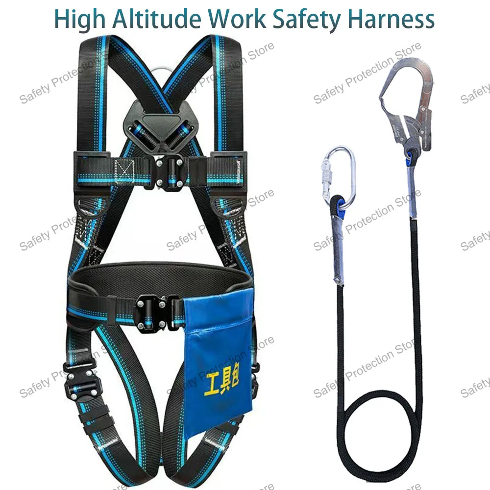 High Altitude Work Safety Harness Full Body Five-point Safety Belt Rope Outdoor Rock Training Construction Protective Equipment