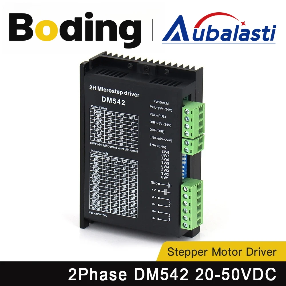 

Aubalasti 2Phase Digital Stepper Motor Driver DM542 2H 20-50VDC Match With Nema23 Nema34 Stepper Motor for CNC Engraving Machine