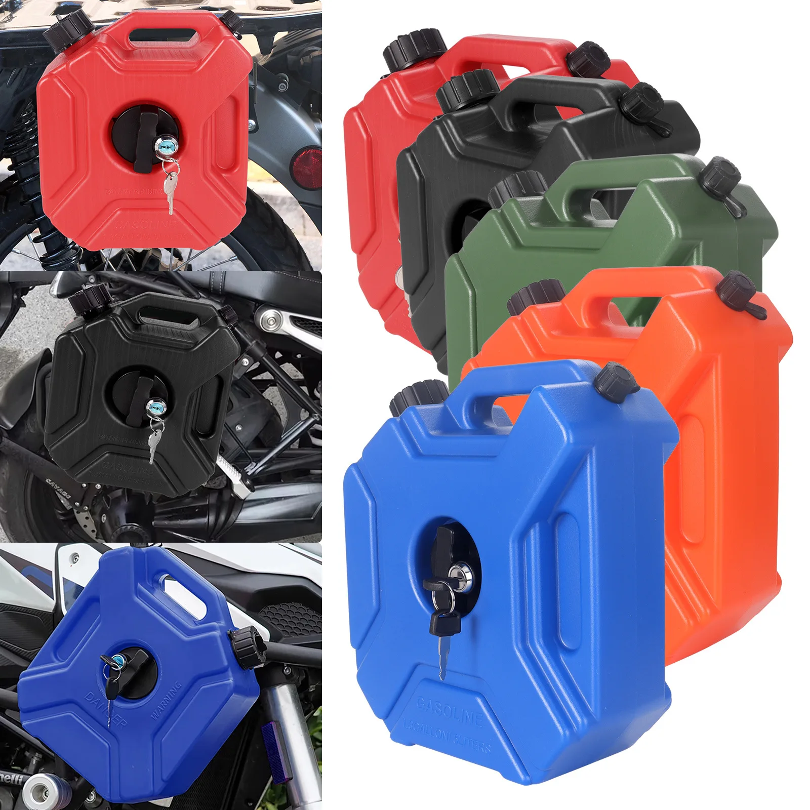 5L verdickter Kunststoff-Kraftstofftank für Auto und Motorrad, Notfall-Diesel- und Benzin-Ölkanne, tragbares Ölfass mit Schloss