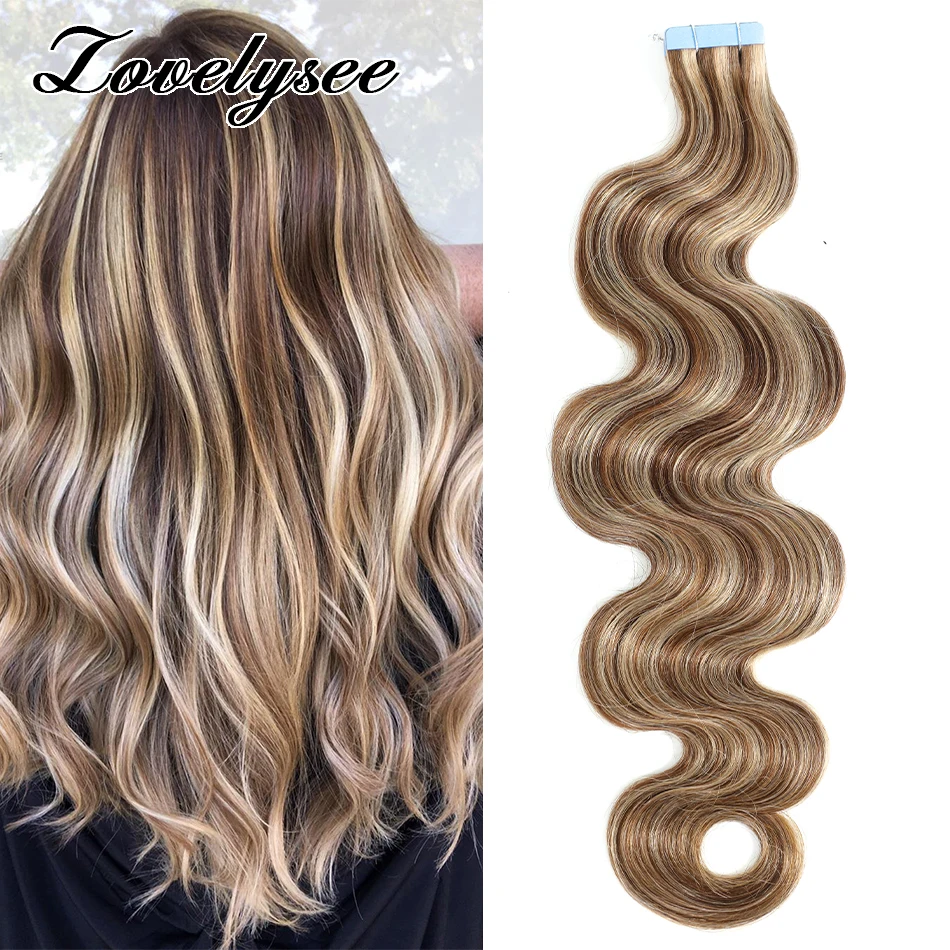 Lovelysee Tape In Human Hair Extensions 14- 28 Inch Body Wave Ombre Color Hair Brazilian Real Remy Human Hair For Woman Tape Ins