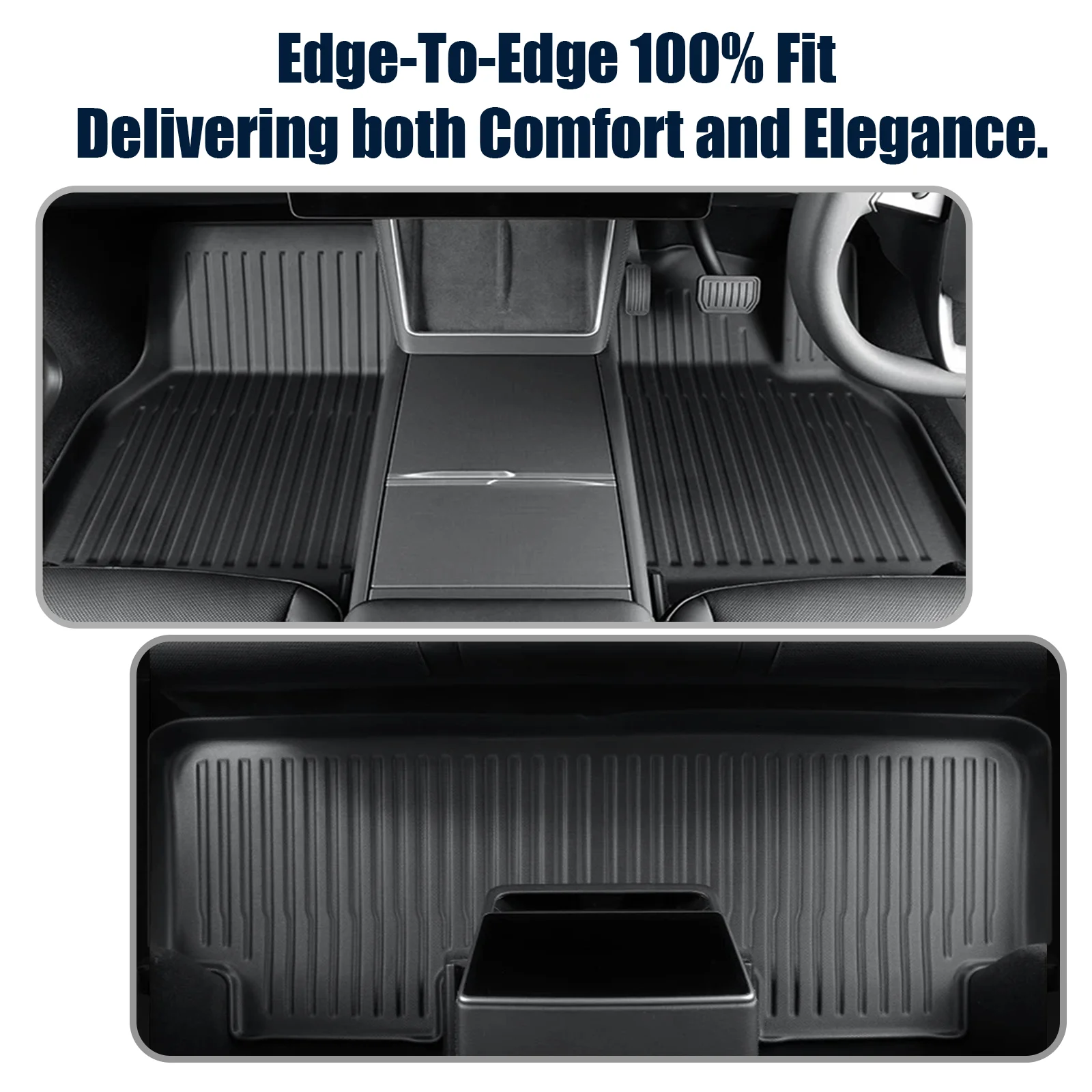 For Tesla Model 3 Highland 2024‑2026 7PCS TPE All‑Weather Floor Mats, Custom Fit Waterproof Anti‑Slip Odorless Car Interior Acce view 3
