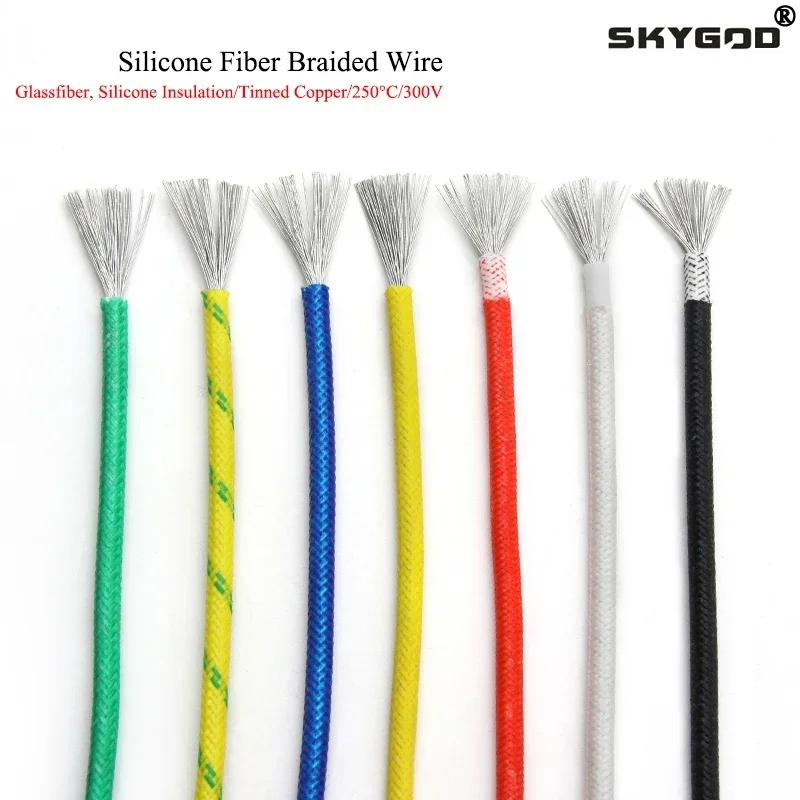 5/10m High Temperature Resistant Silicone Wire 300°C Copper Cable Fiberglass Braided Insulated Warm Floor Heat Element Line