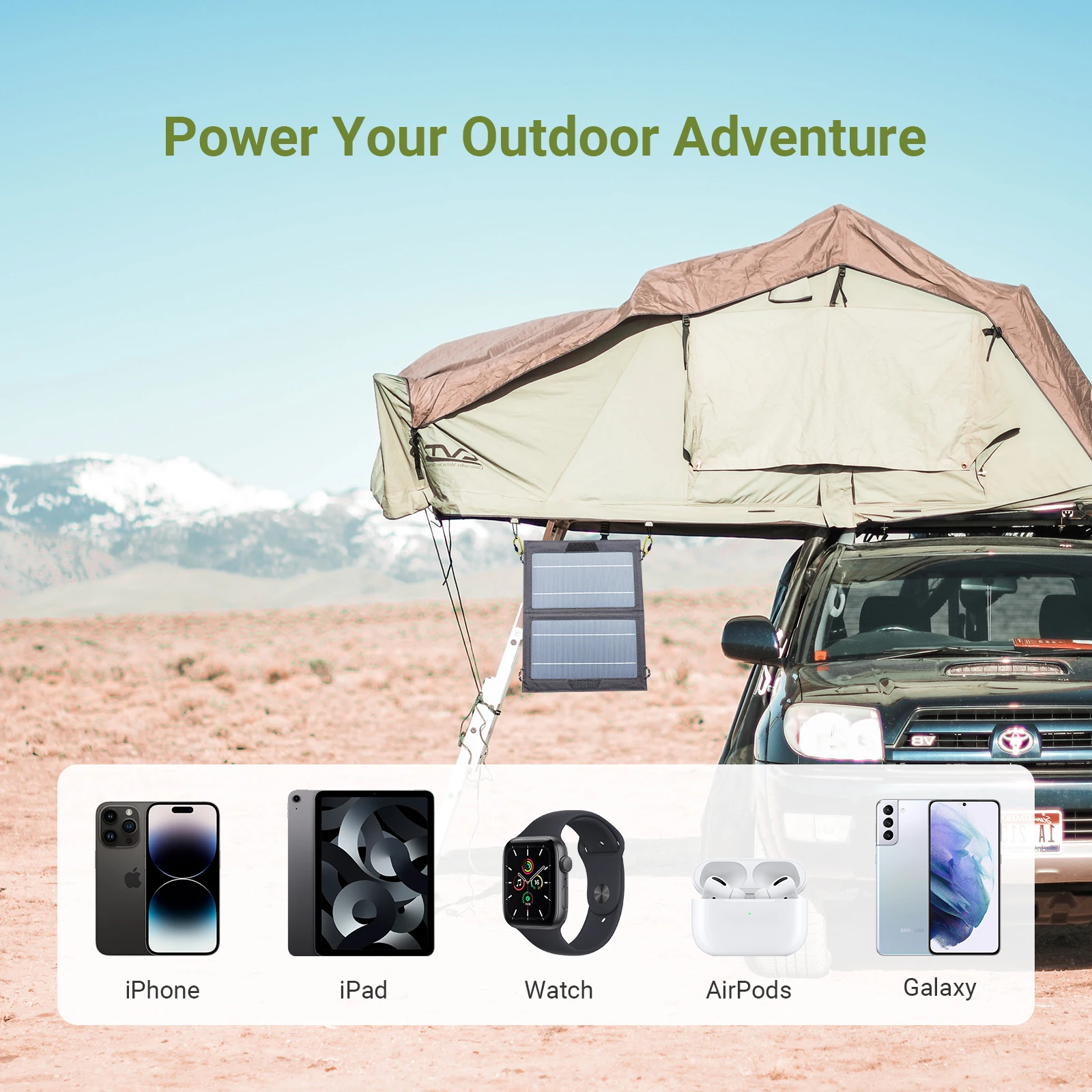 Allpowers 10W Draagbare Zonne-Oplader, Waterdicht Opvouwbaar Zonnepaneel Met Usb-Uitgang Voor Wandelen Camping Backpacking Telefoon Ipad