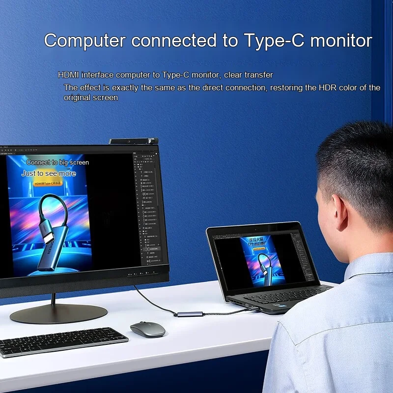 UGREEN 70693 CM323 HDMI to USB C Adapter 4K HDMI Male to Type-C Female Video Converter for AR Glasses Portable Monitor