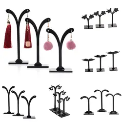 3Pcs  Black Acrylic Stand Holder Show Rack Crotch Earring Ear Studs Jewelry Rack Display Storage Hanger Holders