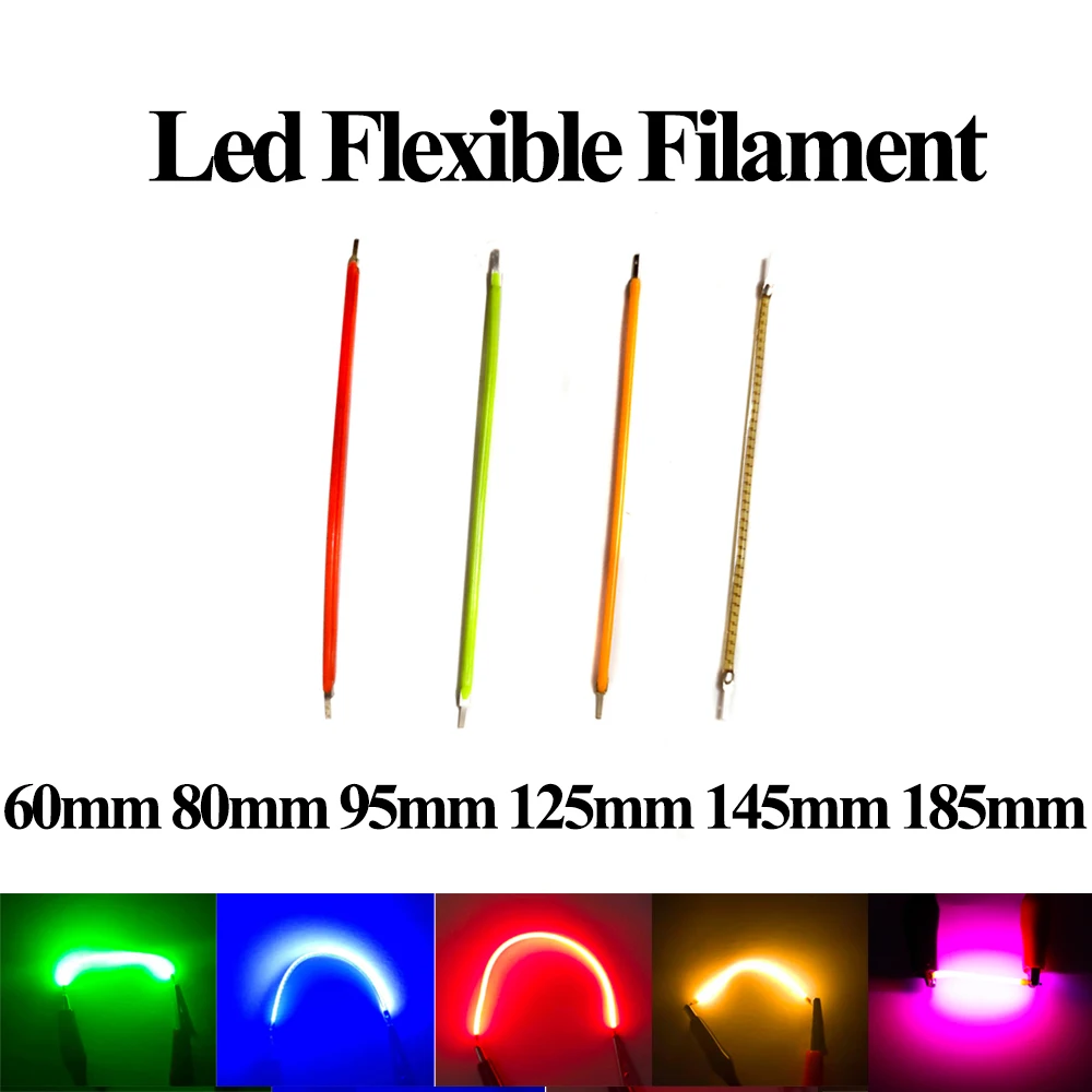 10pcs DC3V Retro Edison Bulb LED Filament  Soft Silament Lamp Parts LED Diodes Flexible Filament For Diy Model lightsaber