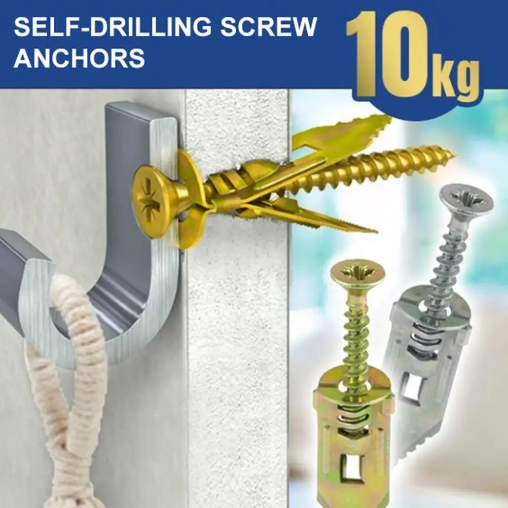 Expansion Screws Set Strong Quick Installation Zinc Plated High Hardness Rust Resistance Self Drilling Anchors for Maintenance