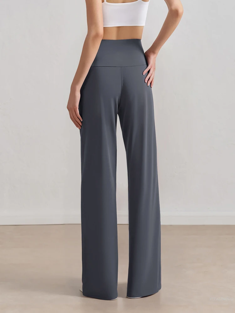 VITALINOVO Women's Wide Leg Pants No Pockets High Waist Stretch Loose Sweatpants Nake-Feeling Casual Lounge Yoga Workout Palazzo