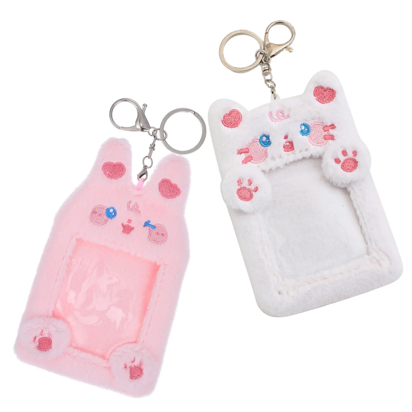 

2pcs Cute Cartoon Animal Photocard Holder Keychain Id Card Case Kawaii Badge Sleeve For School Travel Luggage Name Tag Holder