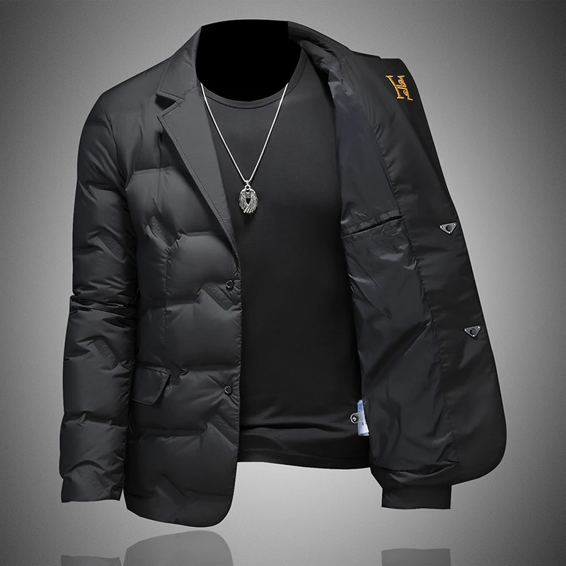 Top Grade Man Down Jacket 2025 Winter Men Business Casual Classic Suit Collar 90% white Duck Down Coat Keep Warm parkas