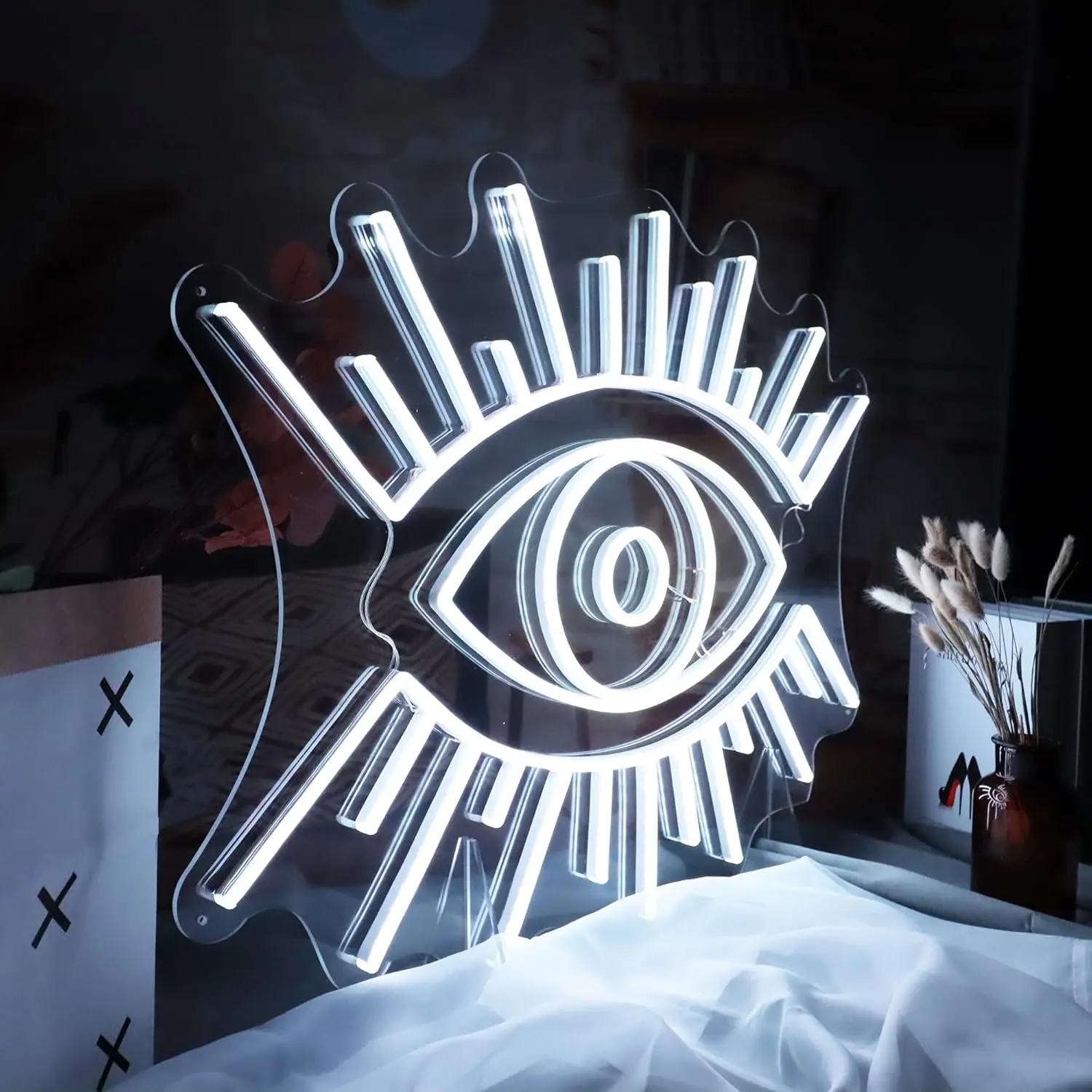 Letreros de neón con forma de ojo, luz LED personalizada, decoración de pared para Halloween, bar, fiesta, dormitorio, sala de estar, regalo de Navidad y boda