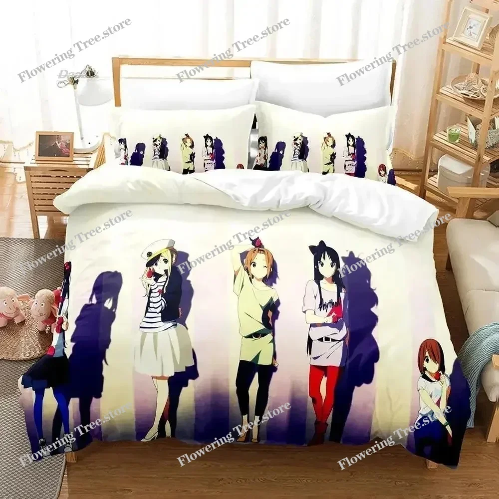 Kawaii K-ON! Bedding Set Single Twin Full Queen King Size Bed Set Adult Kid Bedroom Duvetcover Sets 3D Print Anime Bed Sheet Set