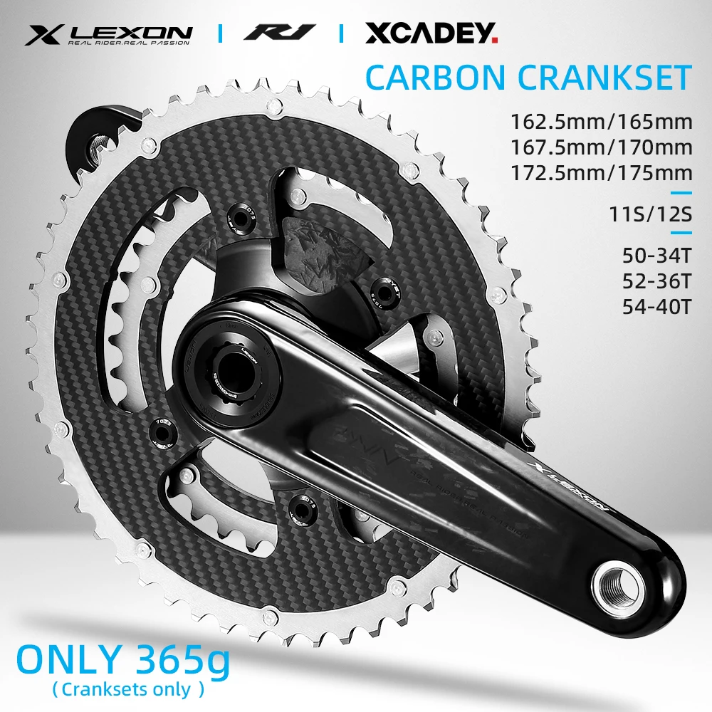 2024 LEXON XCADEY Power Meter Base Road Carbon Cranksets 29mm Spindle 165/167.5/170/172.5/175MM Ultralight Chainring 52-36T