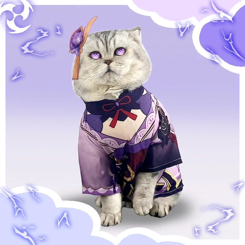 Anime Genshin Impact Raiden Shogun Little Cat Clothes, capa con capucha, abrigo, Cosplay, toma de fotos, accesorios, suministros para mascotas, capa, regalos