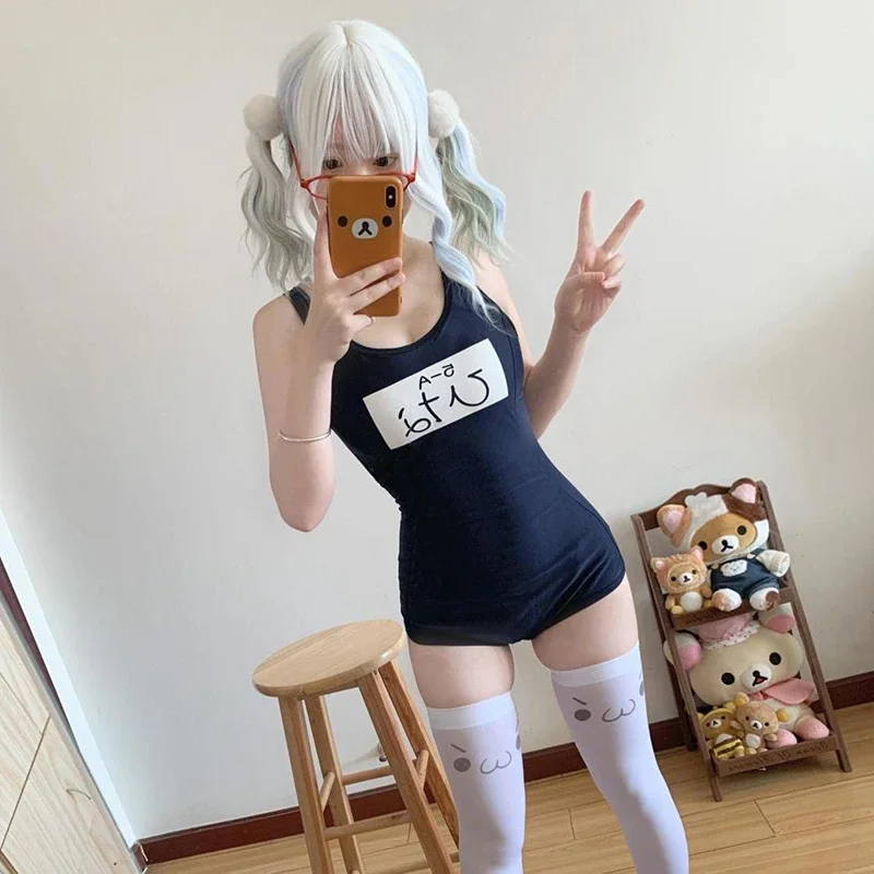 Nieuwe Japanse School Meisje Gym Pak Marineblauw Badpak Kawaii Zwemkleding Sexy Leuke Anime Kleding Jumpsuit Strand Zwembad Party Set