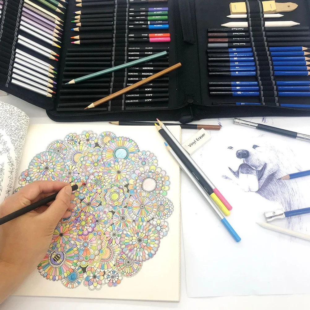 

72 pcs Set Drawing Sketch Pencil Art Material Supplies Wooden Pencils Sketch Pencils Set Students Teaching Tools