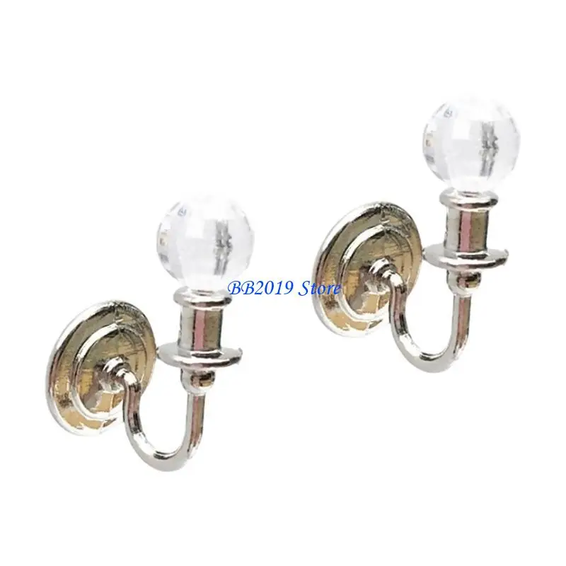 Q0KB 1 12 Scale Dollhouses Crystal Wall Lamp Set Sturdy Metal and Acrylic Designs for Living Room or Bedroom Decoration