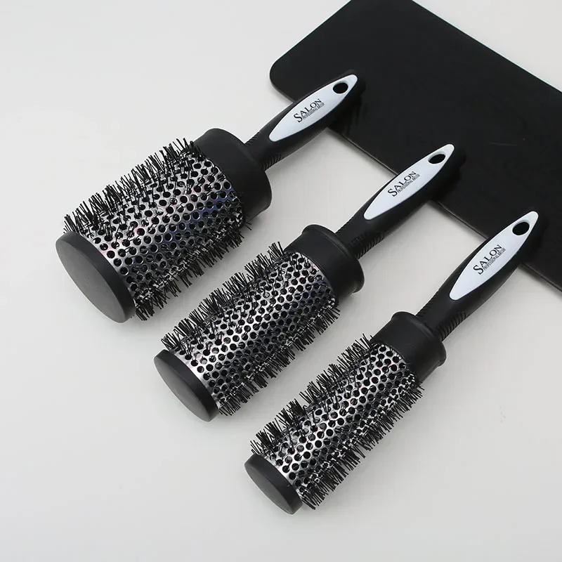 Hair Styling Hair Brush Nylon Comb Cylinder Curly Hair Rolling Comb Thermal Aluminum Tube Round Barrel Hair Comb Curly Tool